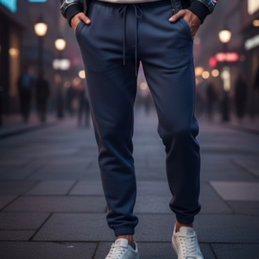 Brand New GAP 1969 Logo Joggers – Blue Fleece Sweatpants with Drawstring Size M